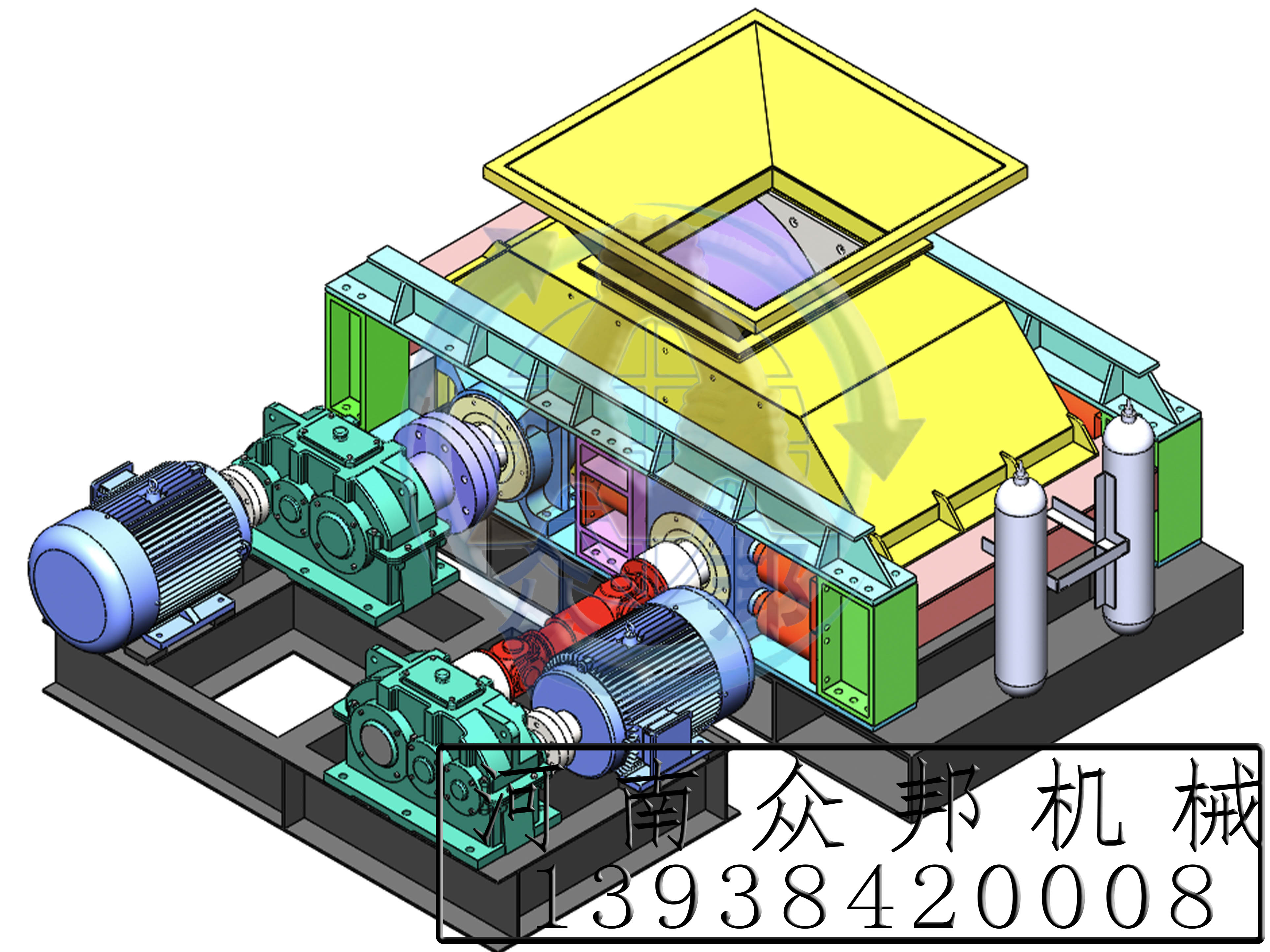 液压对辊制砂机3D图