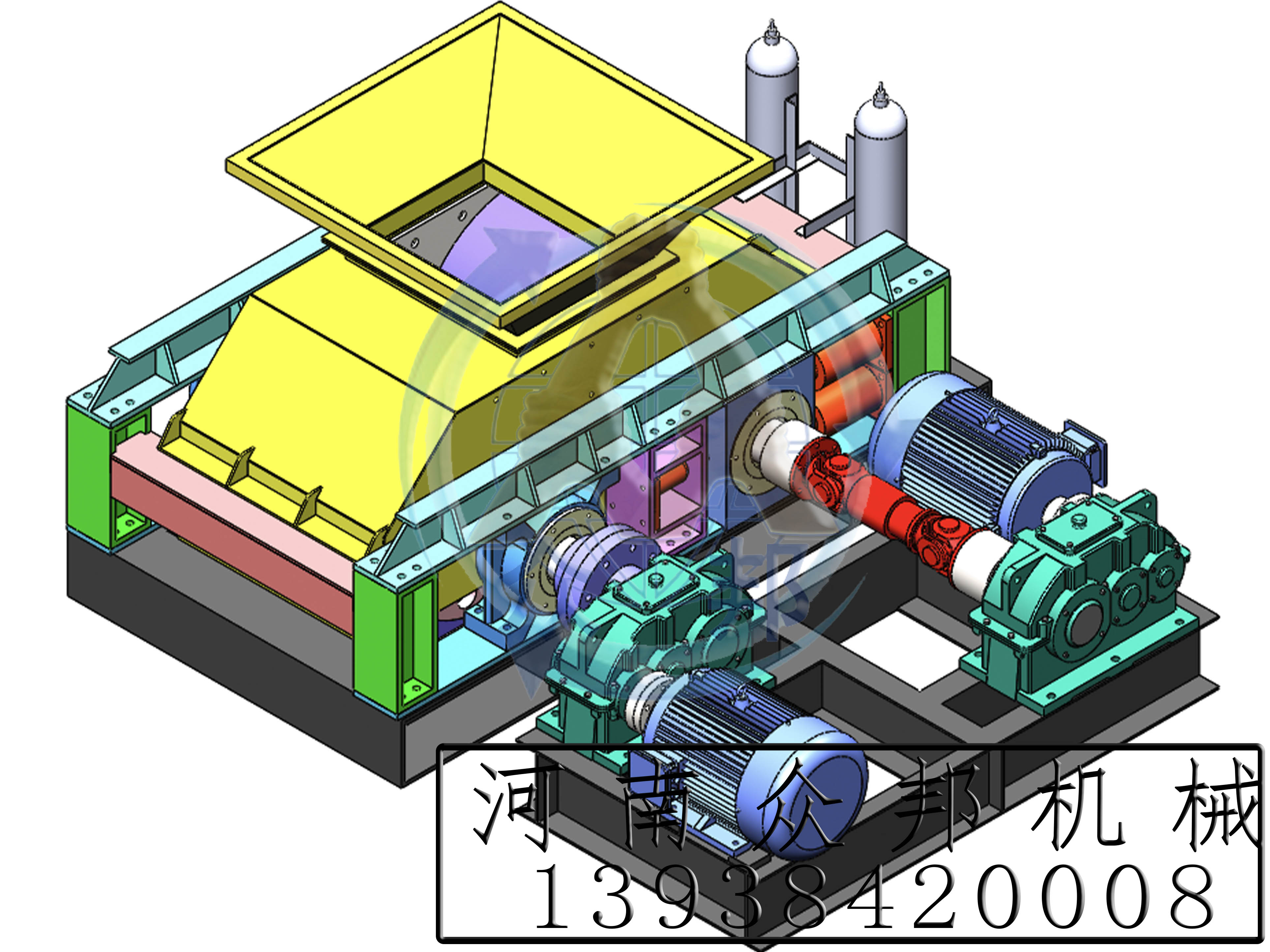 液压对辊制砂机3D图